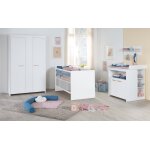 Ensemble de chambre 'lilo' - lit evolutif 70x140 + commode a langer + armoire - blanc