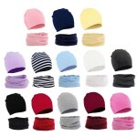 Ensemble de chapeaux et echarpes en coton pour enfants, 2 pi�ces, bonnet, col, pour b�b�, gar�on et fille, ...