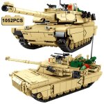 Ensemble de chars militaires en briques m1a2, 1052 pices, blocs de construction de modle de voiture ...