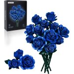 Ensemble de construction de bouquet de roses bleues de 12 roses artificielles bleues cadeaux pour elle ...