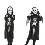 Ensemble de cosplay squelette halloween, tenues de famille assorties, costume de fte, manteau, masque, ...