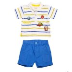 Ensemble en coton pour b�b� gar�on, compos� d'un polo a ecussons et d'un short en toile, bleu, 24 mois ...