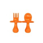 Ensemble de couverts ergonomiques pour enfants - cuill�re et fourchette en plastique orange