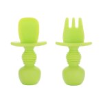Ensemble cuillre et fourchette a manche court, lot de 2 pices, couleur unie, scurit bb pp enfants ...