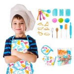 Ensemble de cuisson pour enfants, 26 pices, chapeau, tablier, dguisement de chef, jeu de rle, cadeau ...