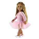 Ensemble de danse de ballet rose moulant pour poupe amricaine de 18 pouces, vtements