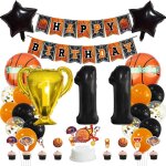Ensemble de d�coration d'anniversaire pour 11 ans - banni�re � happy birthday � - troph�e - ballon de ...