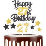 Ensemble de d�corations de g�teau d'anniversaire en forme de chiffre 27 pour anniversaire de mariage ...