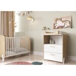Ensemble duo 60 comprenant 1 lit a barreaux 60 x 120 cm & 1 commode a langer 2 tiroirs - naili - hamilton ...