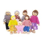Ensemble de famille en bois et tissu - 7 membres de la famille - pour décor de maison de poupée Ensemble de famille en bois et tissu - 7 membres de la famille - pour décor de maison de poupée
