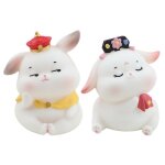 Ensemble de figurines de lapin ¿ dcoration en rsine synthtique blanche pour la maison, les ftes ...