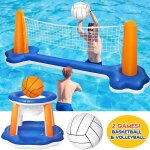 Ensemble de flotteurs de piscine gonflables 2 en 1 avec terrain de volley - ball et panier de basket ... Ensemble de flotteurs de piscine gonflables 2 en 1 avec terrain de volley - ball et panier de basket ...