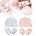 Ensemble de gants pour b�b�, chapeau imprim� etoiles, coton doux, mitaines, bonnet, kit de bonnets de ...