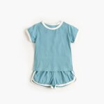 Ensemble de gilet en coton � manches courtes pour enfants, v�tements d'�t� d�contract�s, mignons et imprim�s, ...