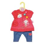 Ensemble d'habits de poupe - zapf - dolly moda - pantalon rouge - multicolore - 3 ans et plus