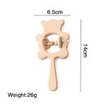 Ensembles de hochets en bois pour bb, jouets de dentition a la main en htre, dessin animal ours, hochets ...