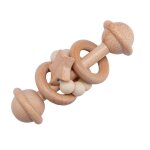 Ensembles de hochets en bois pour bb, jouets de dentition a la main en htre, dessin animal ours, hochets ...