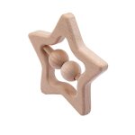 Ensembles de hochets en bois pour bb, jouets de dentition a la main en htre, dessin animal ours, hochets ...