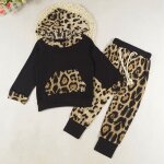 Ensemble imprimé léopard pour filles, haut a manches, survêtement, long pantalon, tenue pour bébé Ensemble imprimé léopard pour filles, haut a manches, survêtement, long pantalon, tenue pour bébé
