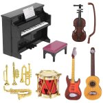 Ensemble d'instruments de musique miniatures, mini mod�le d'instrument de musique, accessoires de d�coration ...