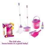 Ensemble de jeu de nettoyage pour enfants, 6 pices, balai, vadrouille, seau, pelle a poussire