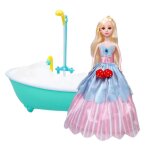 Ensemble de jeu de poup�es pour filles, comprenant une poup�e, une baignoire d'eau, une robe et d'autres ...