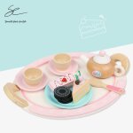 Ensemble de jouets en bois pour b�b�, 12 pi�ces, simulation de g�teau, service a th�, dessert, coupe ...