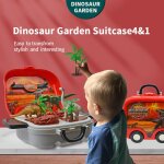 Ensemble de jouets de construction dinosaures 2 en 1, maison de jeu pour enfants, chariot portable, valise, ...