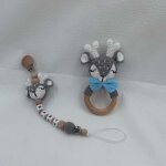 Ensemble de jouets en peluche au crochet fait a la main pour bb, anneau de dentition, hochet, cerf, ...