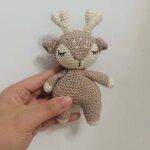 Ensemble de jouets en peluche au crochet fait a la main pour bb, anneau de dentition, hochet, cerf, ...