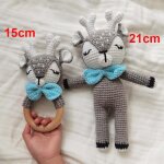 Ensemble de jouets en peluche au crochet fait a la main pour bb, anneau de dentition, hochet, cerf, ...