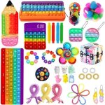 Ensemble de jouets sensoriels arc - en - ciel, trousse a crayons, anti - stress, anti - stress, cadeau ...