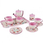 Ensemble de jouets a th� en fer blanc, 12 pi�ces / ensemble, style britannique, imprim� de fleurs, pour ...