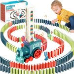 Ensemble de jouets de train electrique , 160 pcs de blocs domino, automatique train de pose avec lumi�res ...