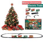Ensemble de jouets de train electrique de no�l pour enfants, petite piste de train, lumi�re electrique, ...