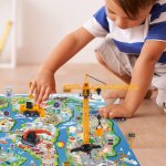 Ensemble de jouets pour v�hicules de construction, en alliage, avec tapis de jeu, camions, pelles, panneaux ...