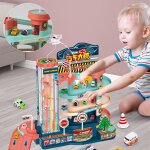 Ensemble de jouets de voiture educatifs, jeu de construction de stationnement a 4 niveaux avec pistes ...
