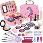 Ensemble de maquillage enfant filles, 27pcs trousse de maquillage cosm�tique lavable avec bo�te de rangement, ...