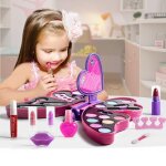 Ensemble de maquillage portable pour filles, jouet de princesse en forme de papillon, rouge � l�vres, ...