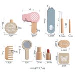 Ensemble de maquillage de simulation en bois pour enfants, jeu de plis pour filles, peigne a cheveux, ...