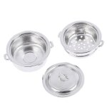 Ensemble de marmite a vapeur miniature 1:12 pour maison de poupe, dcor de cuisine, jouet en mtal, ...
