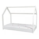 Ensemble matelas standard + lit maison cabane 160x80cm blanc