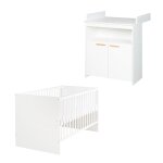 Ensemble de meubles  anton  avec lit b�b� evolutif 70x140 et commode a langer en blanc