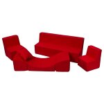 Ensemble de meubles chambre enfant: 2xfauteuil + canap + pouf rouge