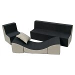 Ensemble de meubles enfant: fauteuil + canap + chaise longue gris - beige Ensemble de meubles enfant: fauteuil + canap + chaise longue gris - beige