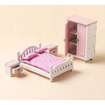 Ensemble de meubles de maison de poupee en bois, accessoires de maison de poupee miniatures pour chambre ...