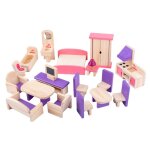 Ensemble de meubles de maison de poupe en bois, dcoration adorable, ameublement de maison de poupe, ...