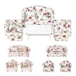 Ensemble de meubles de maison de poup�e, mini canap� imprim� floral, accessoires de d�coration artisanaux, ...