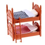 Ensemble de meubles de maison de poup�e, mini chambre a coucher pour enfants, mini lit double, jouet ...
