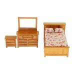 Ensemble de meubles miniatures en bois pour maison de poupe 1:12, ensemble de meubles de chambre a coucher, ...